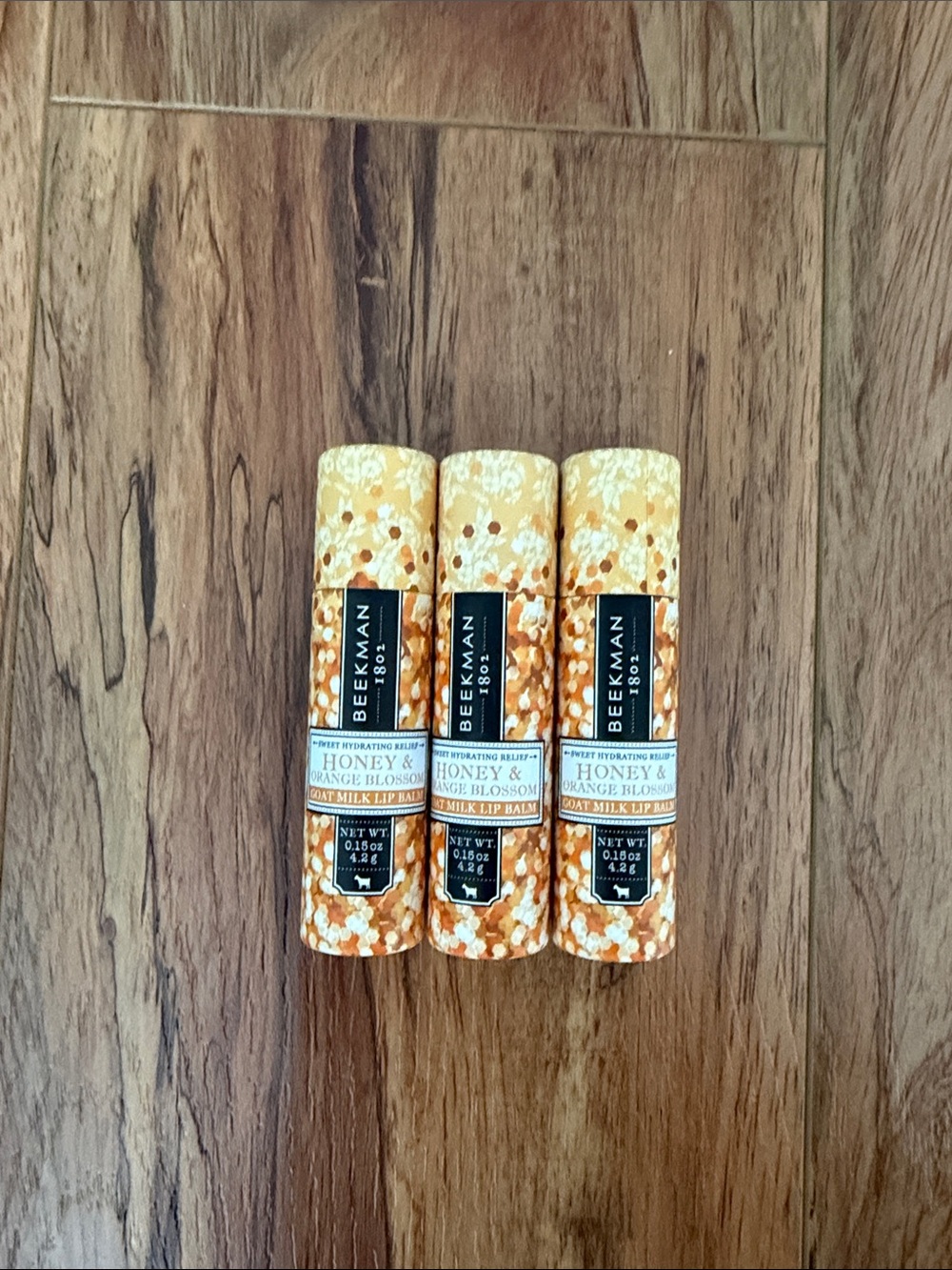 Beekman 1802 Honey & Orange Blossom Lip Balm Trio - Yellow Floral Tubes